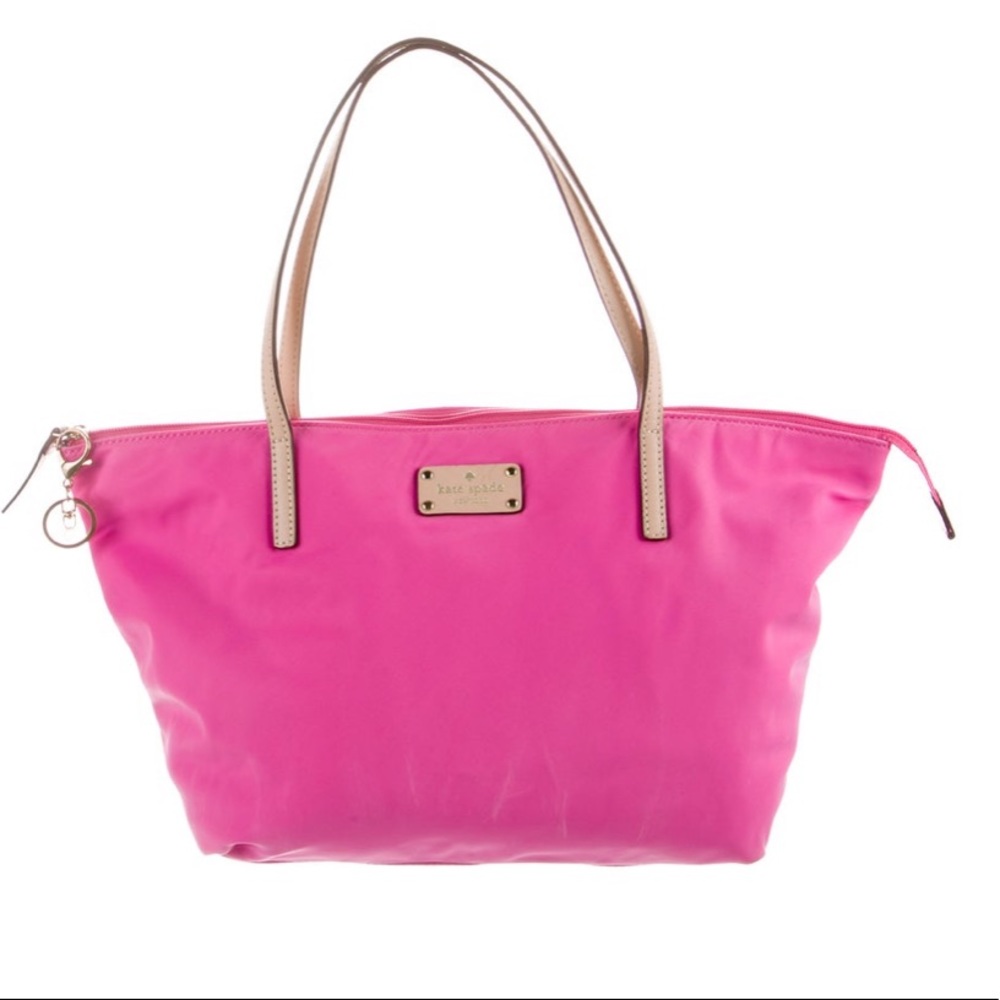 kate spade Hot Pink Tote with Tan Handles